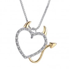 Heart with Horns and Tail Necklace